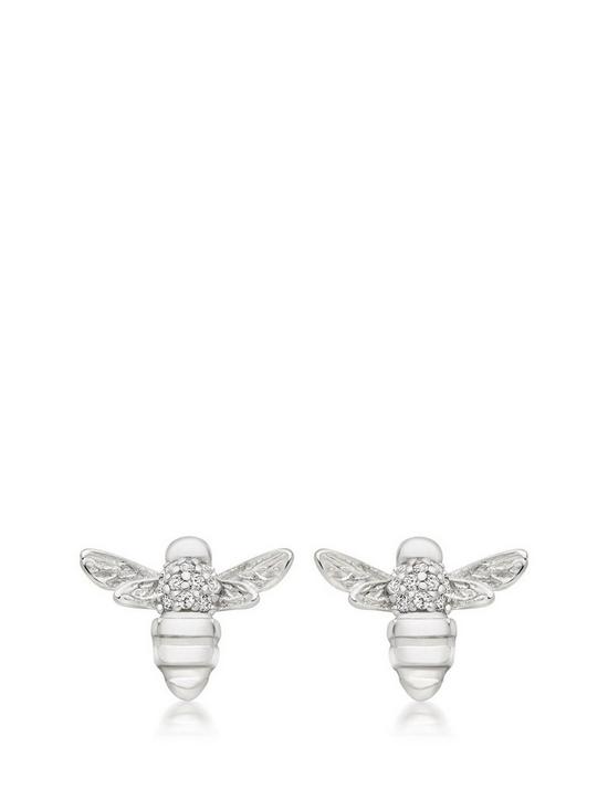 front image of beaverbrooks-silver-cubic-zirconia-bumble-bee-stud-earrings
