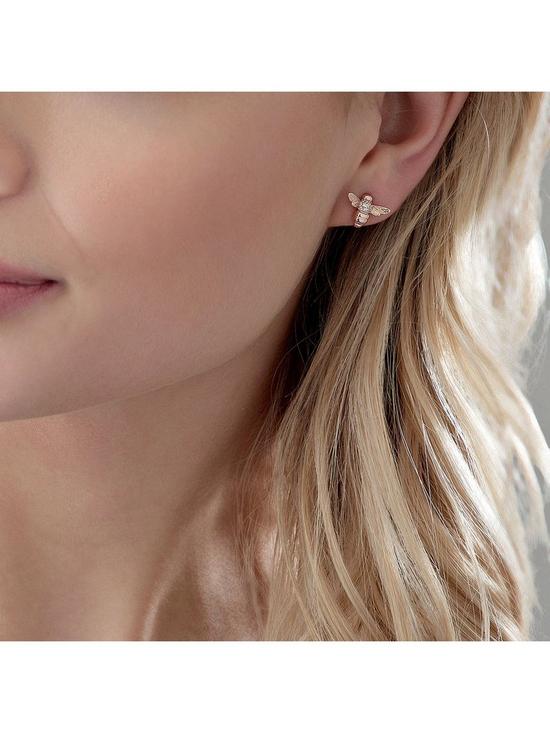 stillFront image of beaverbrooks-rose-gold-plated-silver-cubic-zirconia-bee-earrings