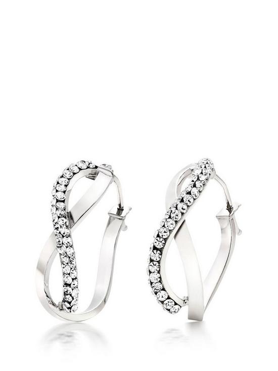 front image of beaverbrooks-white-gold-crystal-hoop-earrings