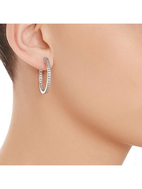 stillFront image of beaverbrooks-silver-cubic-zirconia-round-hoop-earrings