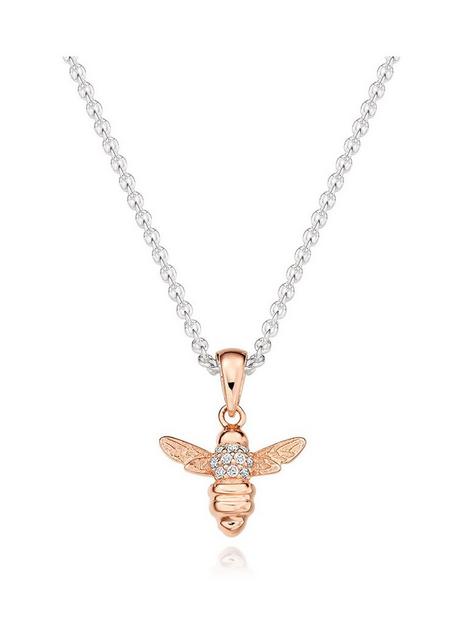 beaverbrooks-mini-b-childrens-silver-and-rose-gold-plated-cubic-zirconia-bee-pendant