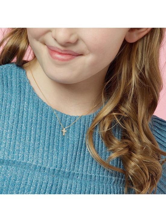 stillFront image of beaverbrooks-mini-b-childrens-9ct-gold-diamond-cross-pendant