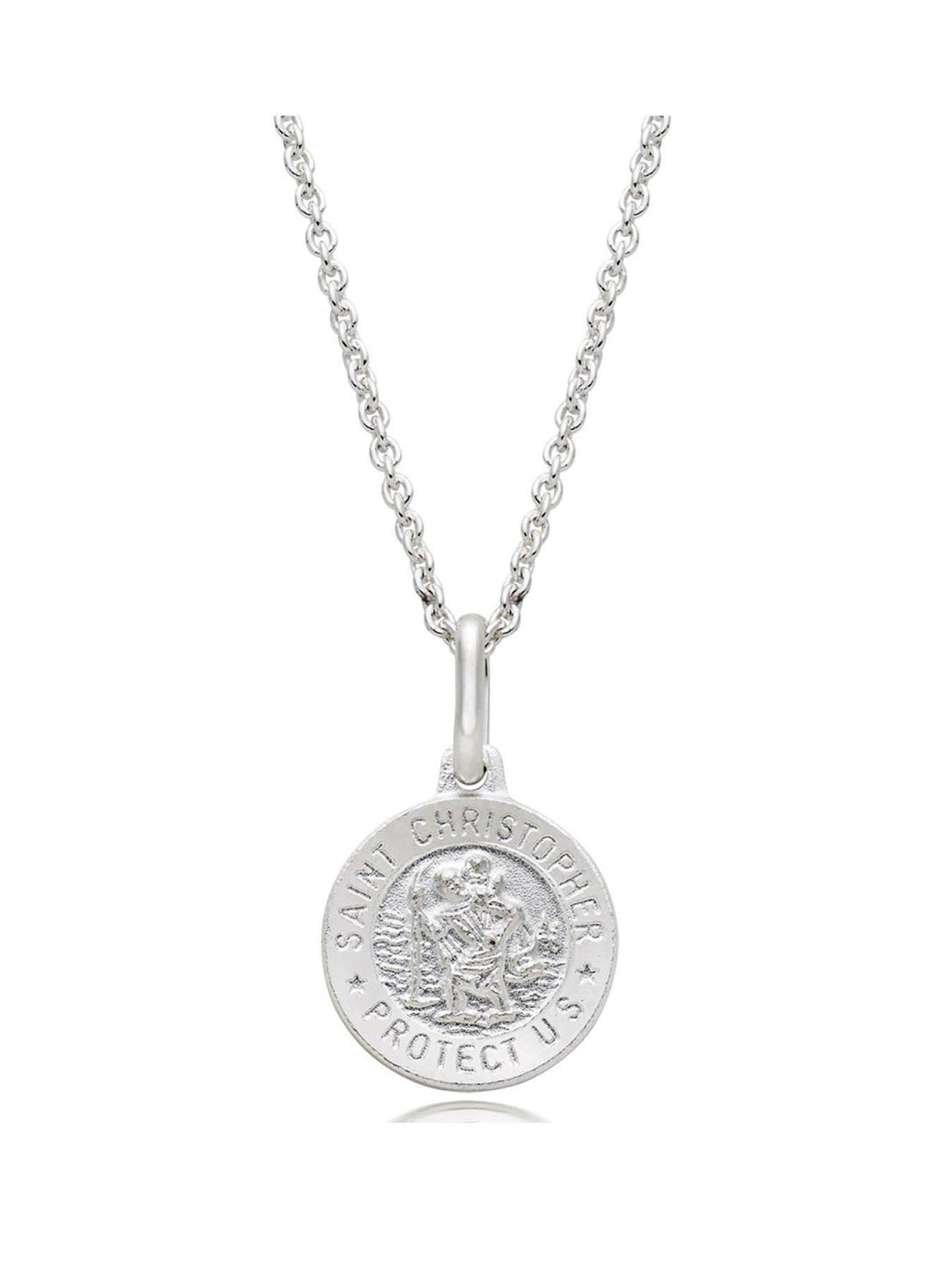 undefined Mini B Childrens Silver St Christopher Pendant