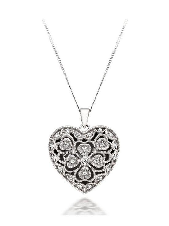 front image of beaverbrooks-silver-cubic-zirconia-heart-locket-pendant