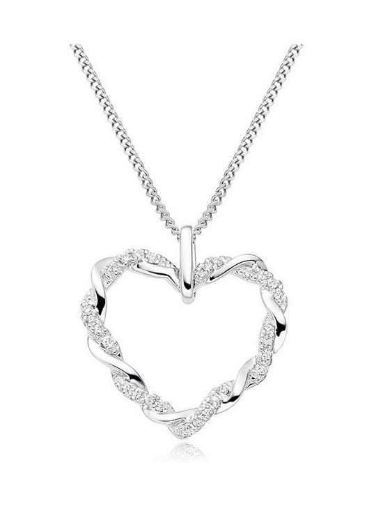 front image of beaverbrooks-entwine-9ct-white-gold-diamond-heart-pendant
