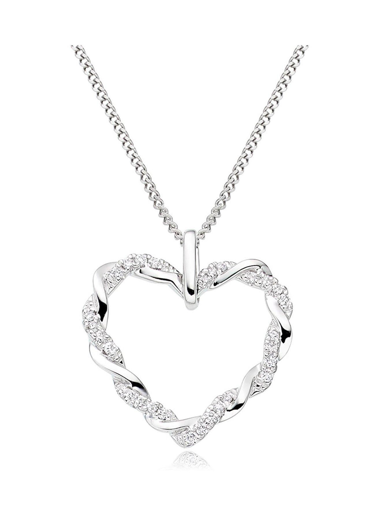 Image 1 of 4 of Beaverbrooks Entwine 9ct White Gold Diamond Heart Pendant