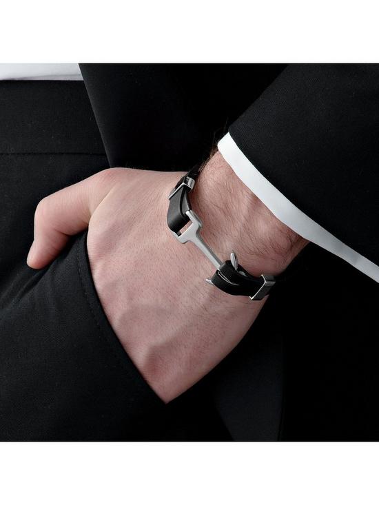 stillFront image of beaverbrooks-leather-anchor-mens-bracelet-black
