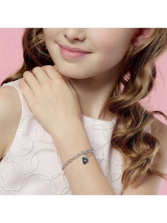 stillFront image of beaverbrooks-mini-b-childrens-silver-diamond-heart-bracelet