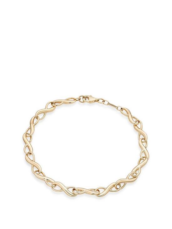 front image of beaverbrooks-9ct-gold-infinity-bracelet