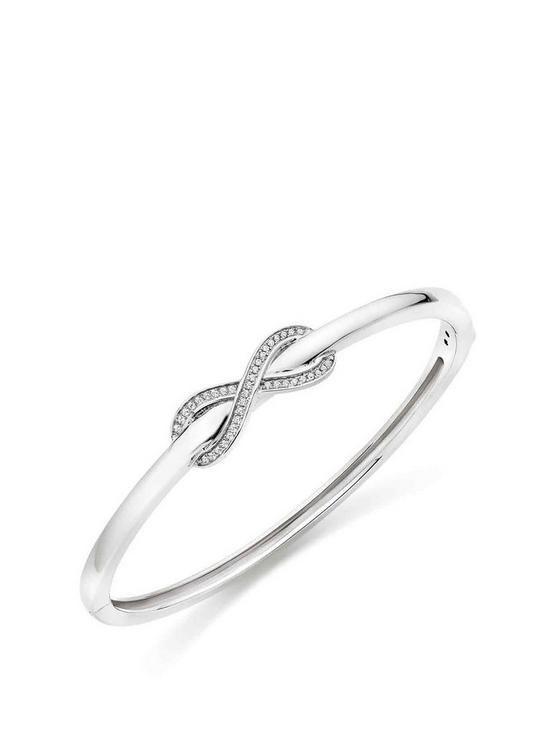 front image of beaverbrooks-silver-cubic-zirconia-infinity-bangle