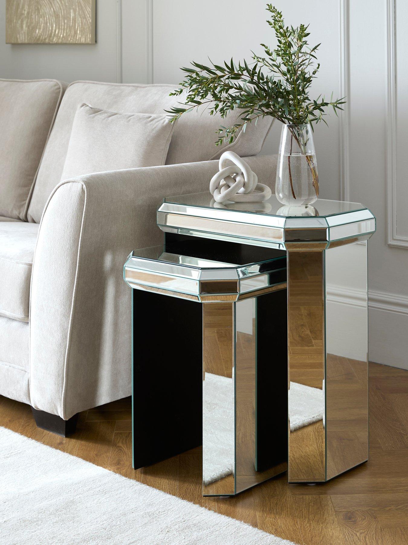 The Very Collection Ready Assembled Plinth Mirrored Nest of 2 Tables - FSC® Certified
