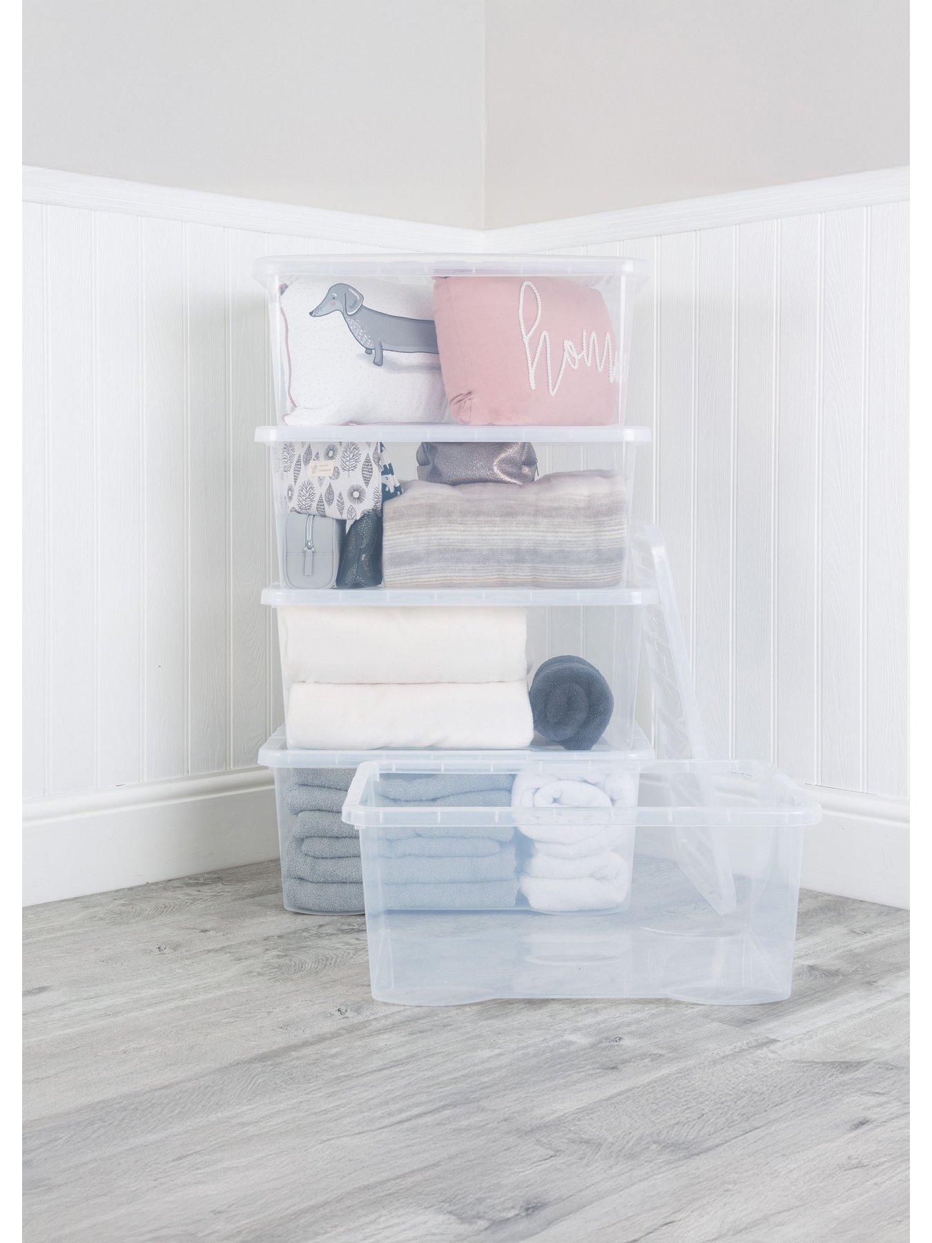 undefined Set of 2 Clear Plastic Crystal Storage Boxes – 45 litres each