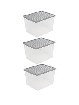 Wham Wham Set Of 3 Clear Crystal Plastic Storage Boxes &Ndash; 50 Litres  ... Picture
