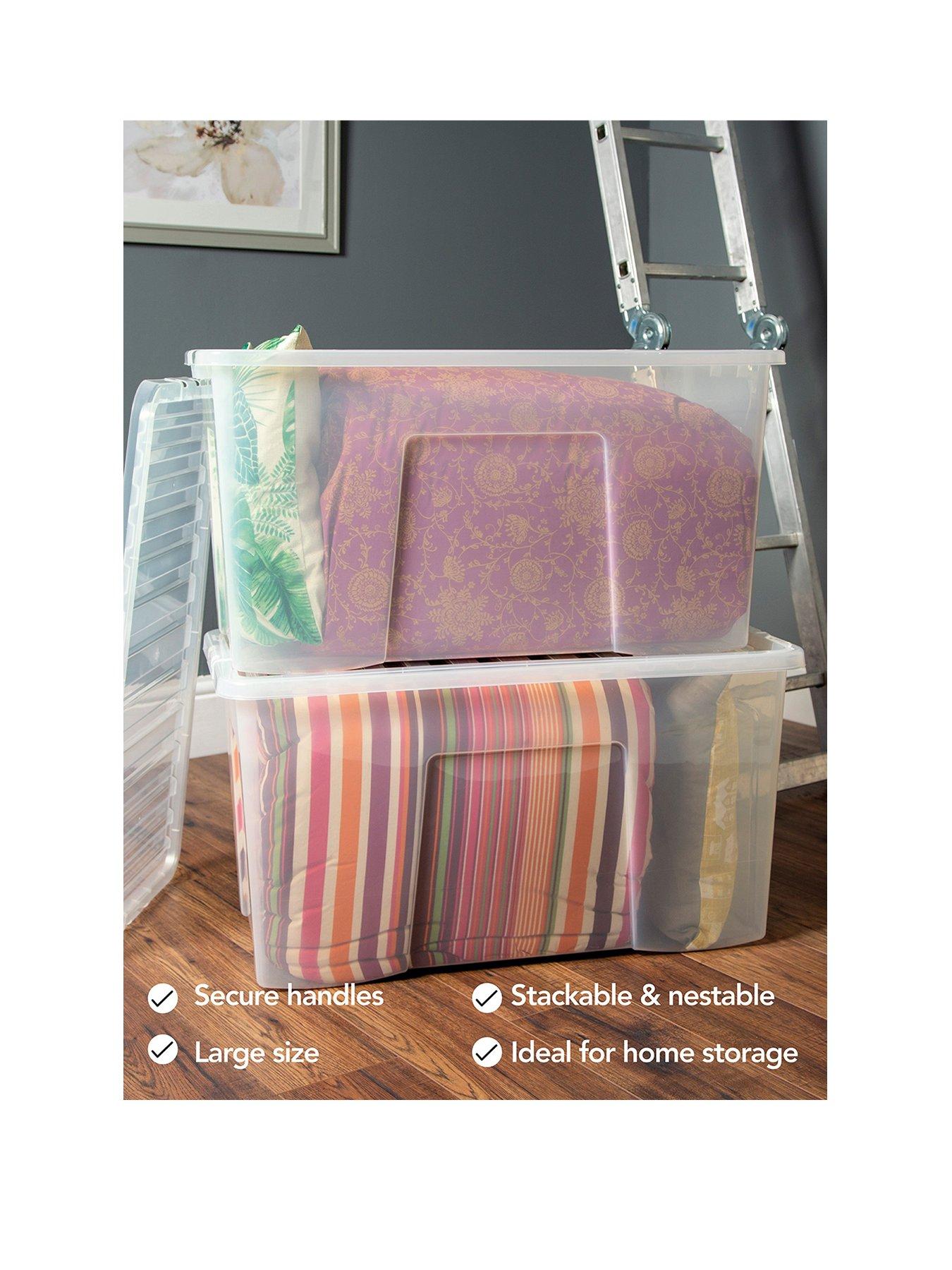  image of wham-set-of-2-clear-crystal-plastic-storage-boxes