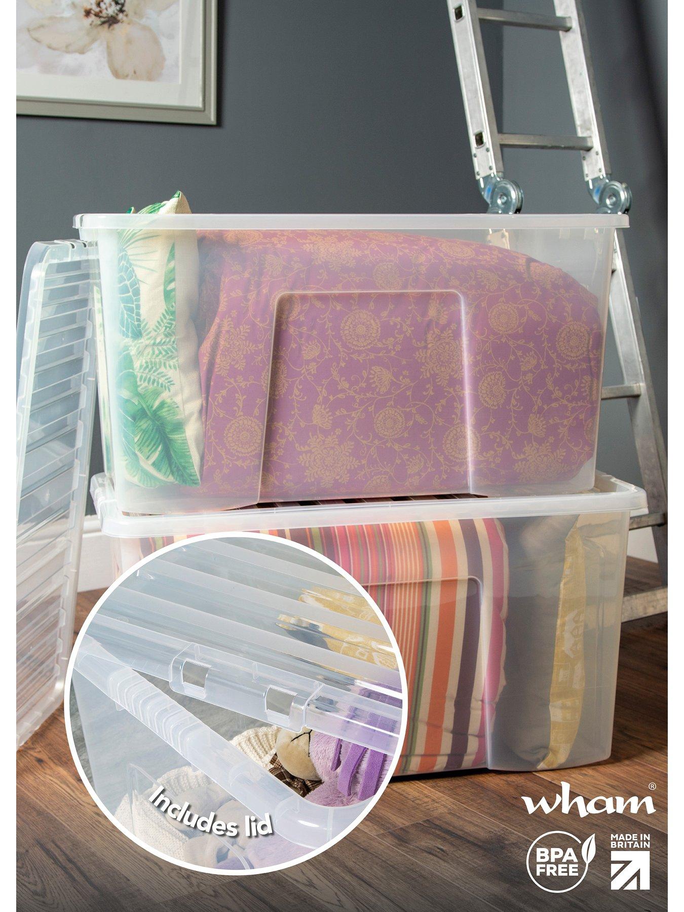 image of wham-set-of-2-clear-crystal-plastic-storage-boxes