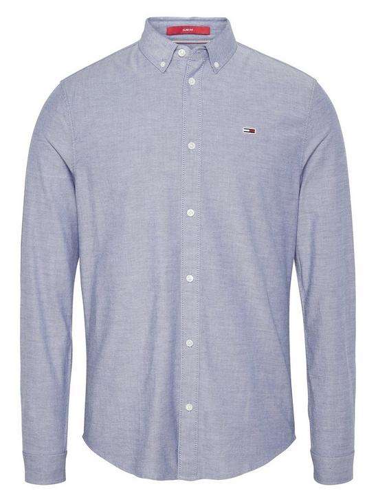 front image of tommy-jeans-tjmnbspslim-stretch-fit-oxford-shirt-twilight-navy