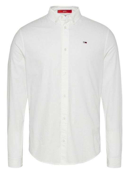 front image of tommy-jeans-tjmnbspslim-stretch-fit-oxford-shirt-white