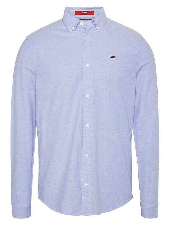 front image of tommy-jeans-tjm-slim-stretch-fit-oxford-shirt-perfume-blue