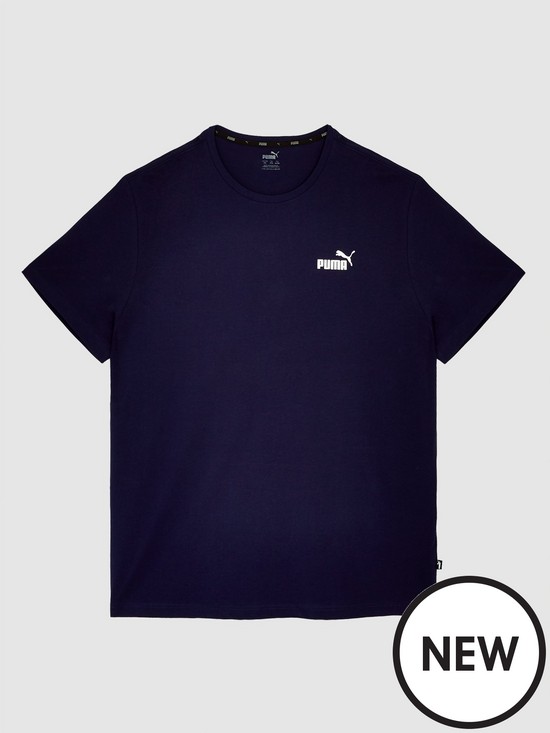front image of puma-plus-size-essentials-small-logo-tee-navy