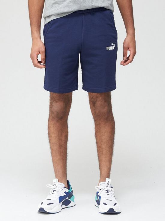 front image of puma-essentials-sweat-shorts-peacoat