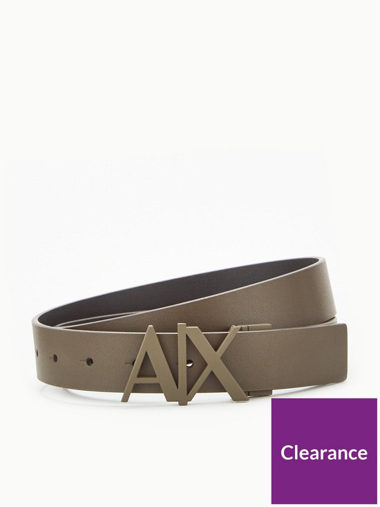 front image of armani-exchange-ax-logo-leather-belt