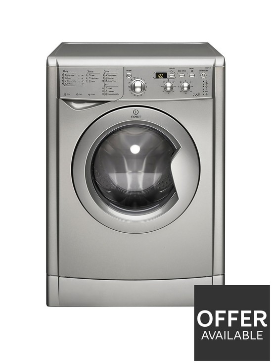 front image of indesit-iwdd75145sukn-7kg-wash-5kg-dry-1400-spin-washer-dryer-silver