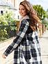  image of michelle-keegan-checked-longline-double-breasted-coat-check