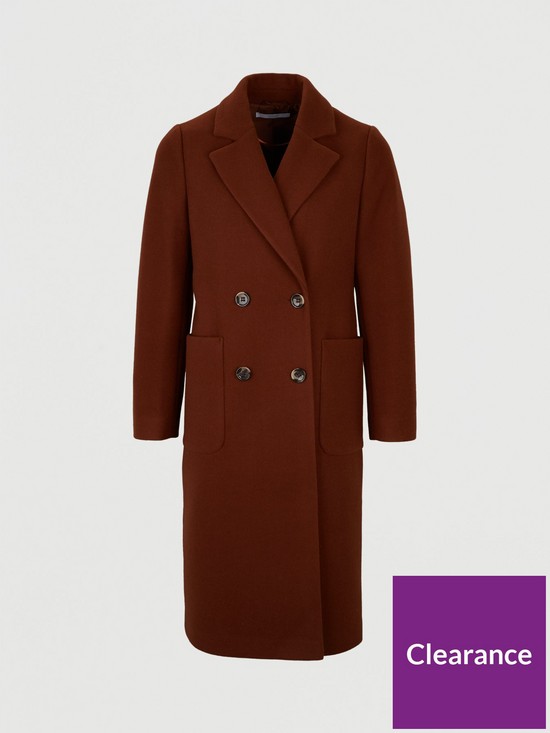 stillFront image of michelle-keegan-longline-double-breasted-coat-brown