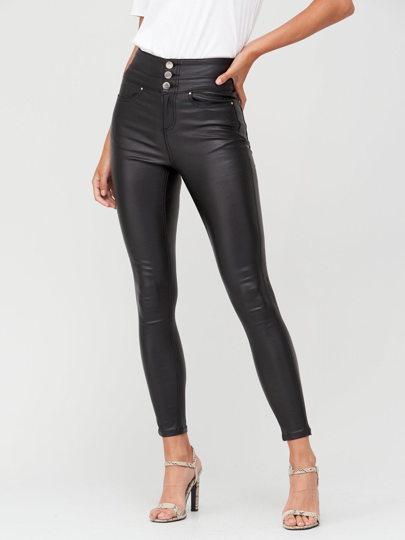 black coated skinny jeans womens