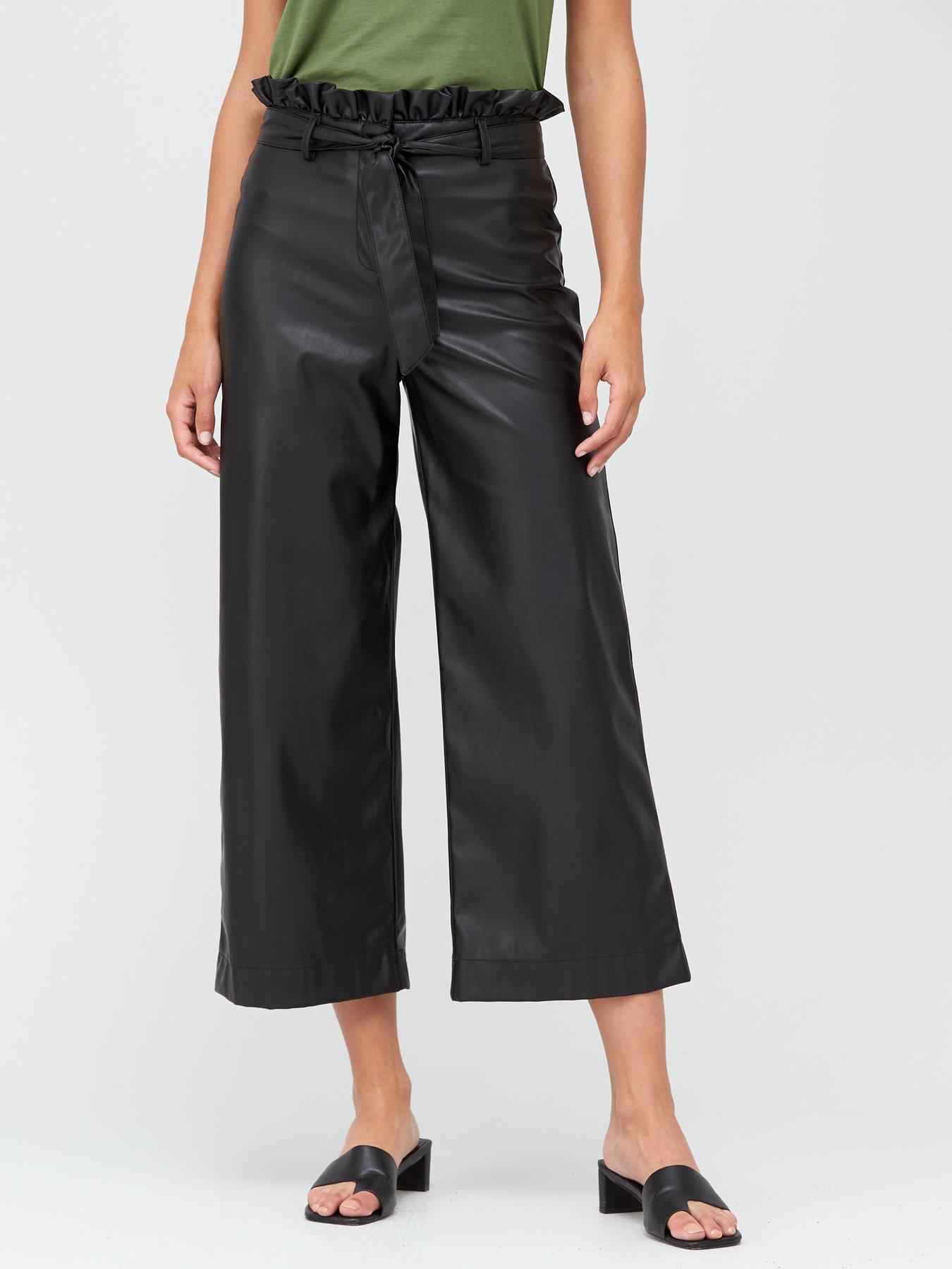 belted trousers faux leg wide leather crop very littlewoods