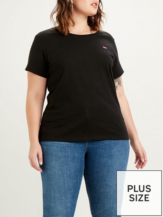 front image of levis-plus-perfect-crew-t-shirt-black