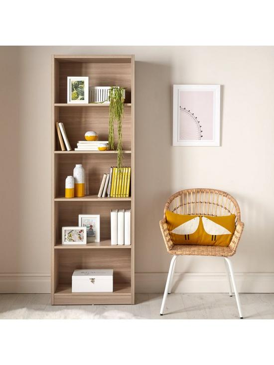 stillFront image of home-essentials--nbspmetro-tall-wide-extra-deep-bookcase-oak-effect
