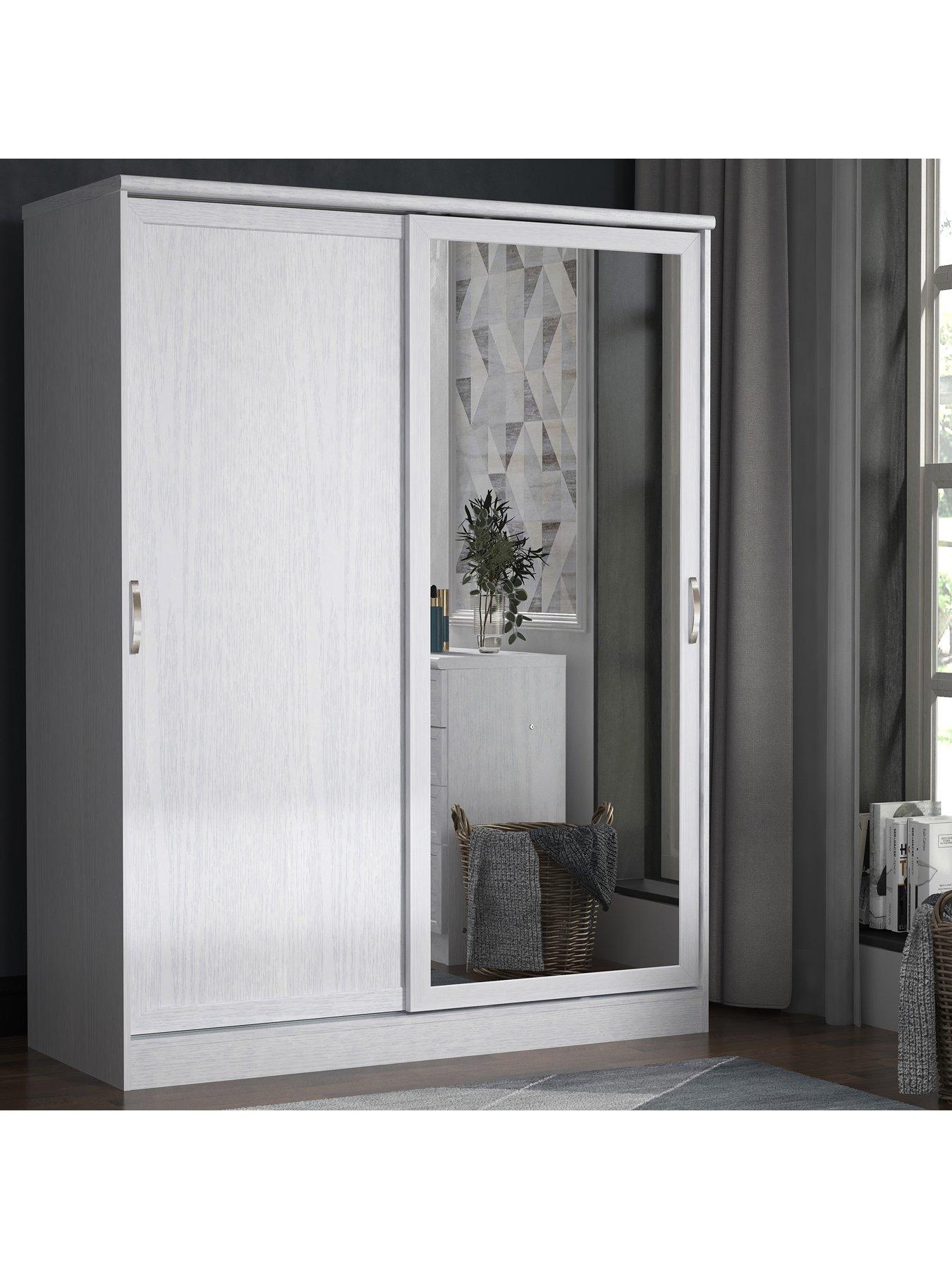  image of very-home-camberley-2-slidingnbspdoor-mirrorednbspwardrobe-white