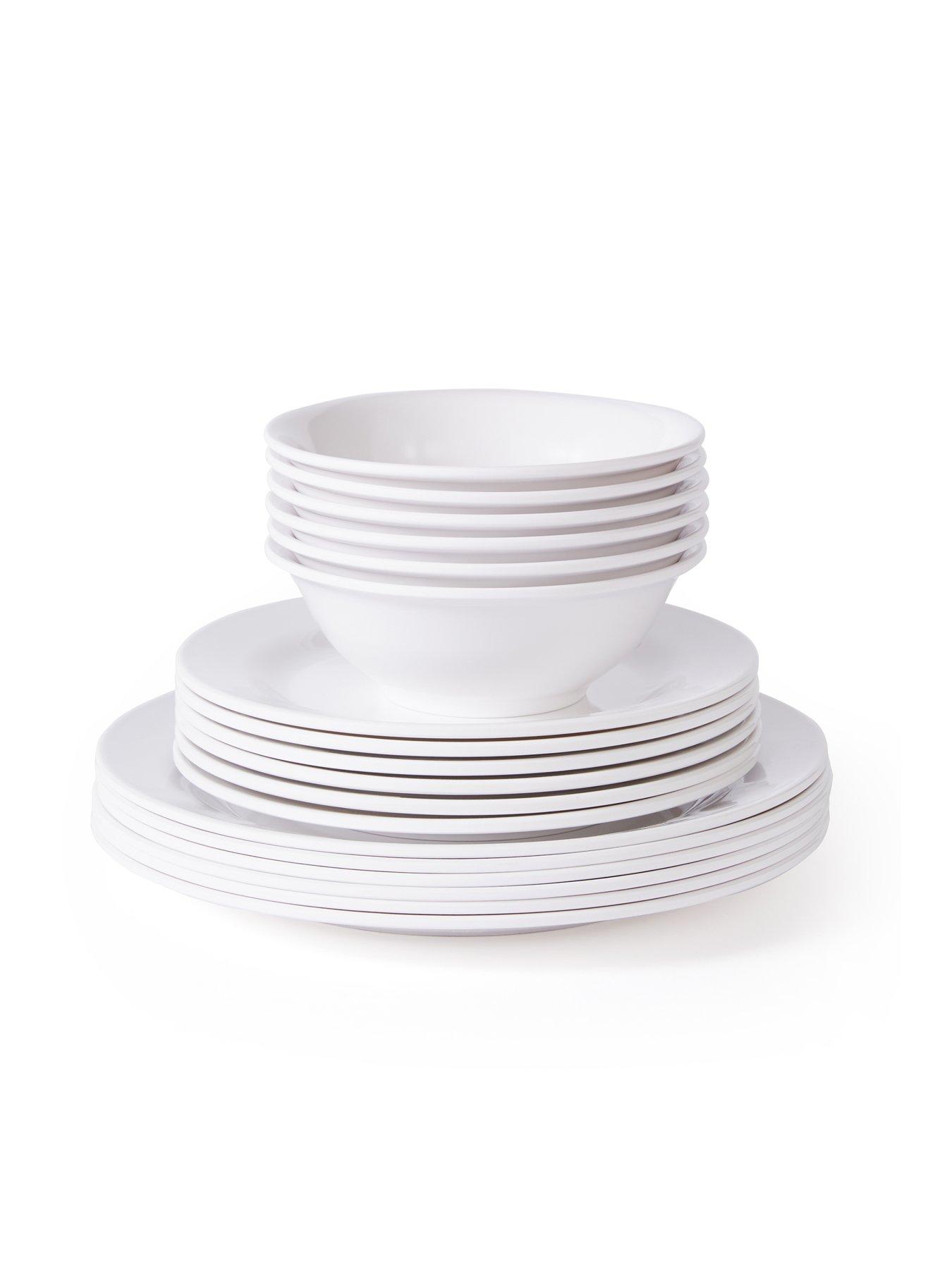  image of waterside-18-piece-white-round-melamine-dinner-set