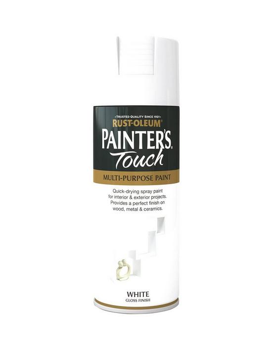 front image of rust-oleum-painterrsquos-touch-white-gloss-finish-multi-purpose-spray-paint-400-ml