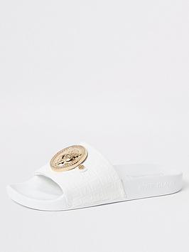 River Island River Island Embossed Charm Front Slides - White Picture