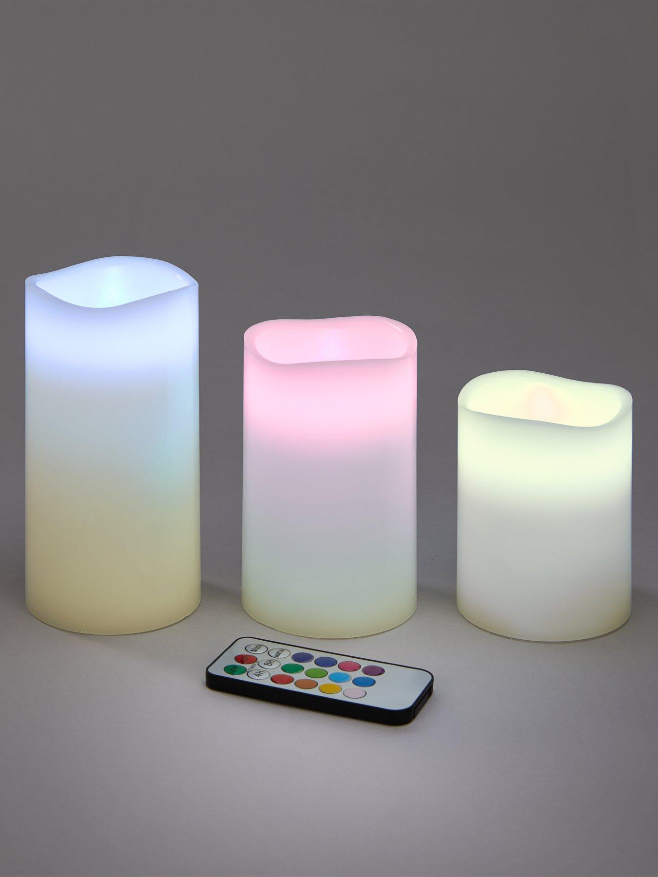 Very Home Remote Controlled Colour Changing LED Candles (Set of 3)