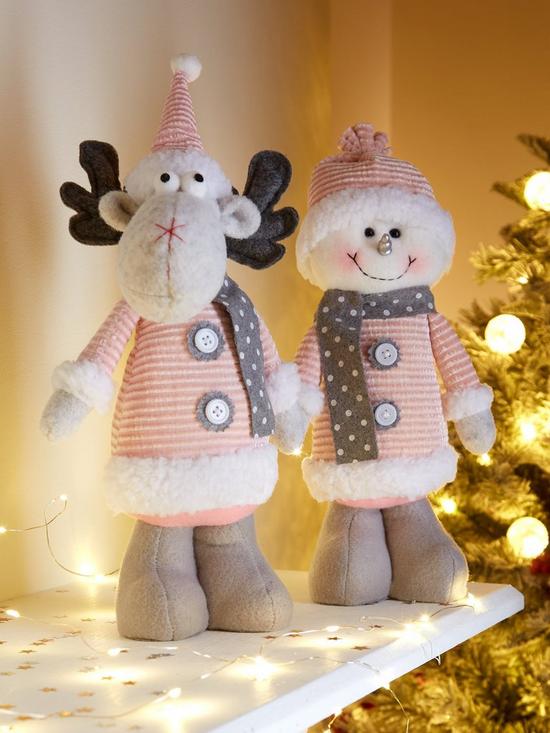 front image of plush-reindeer-and-snowman-room-decoration-set