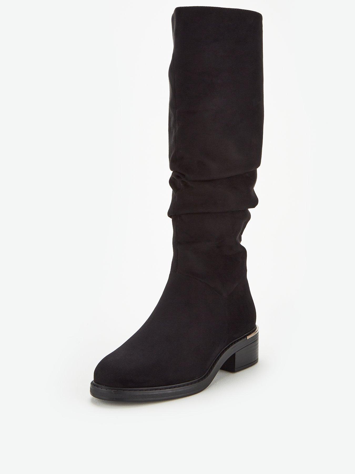 wide fit flat boots womens