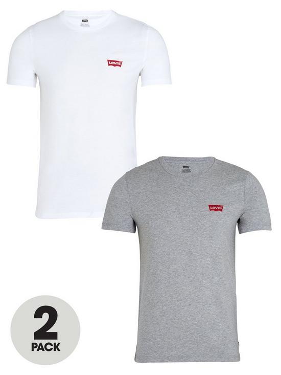 front image of levis-2-pack-crew-neck-graphic-t-shirt-whitegrey
