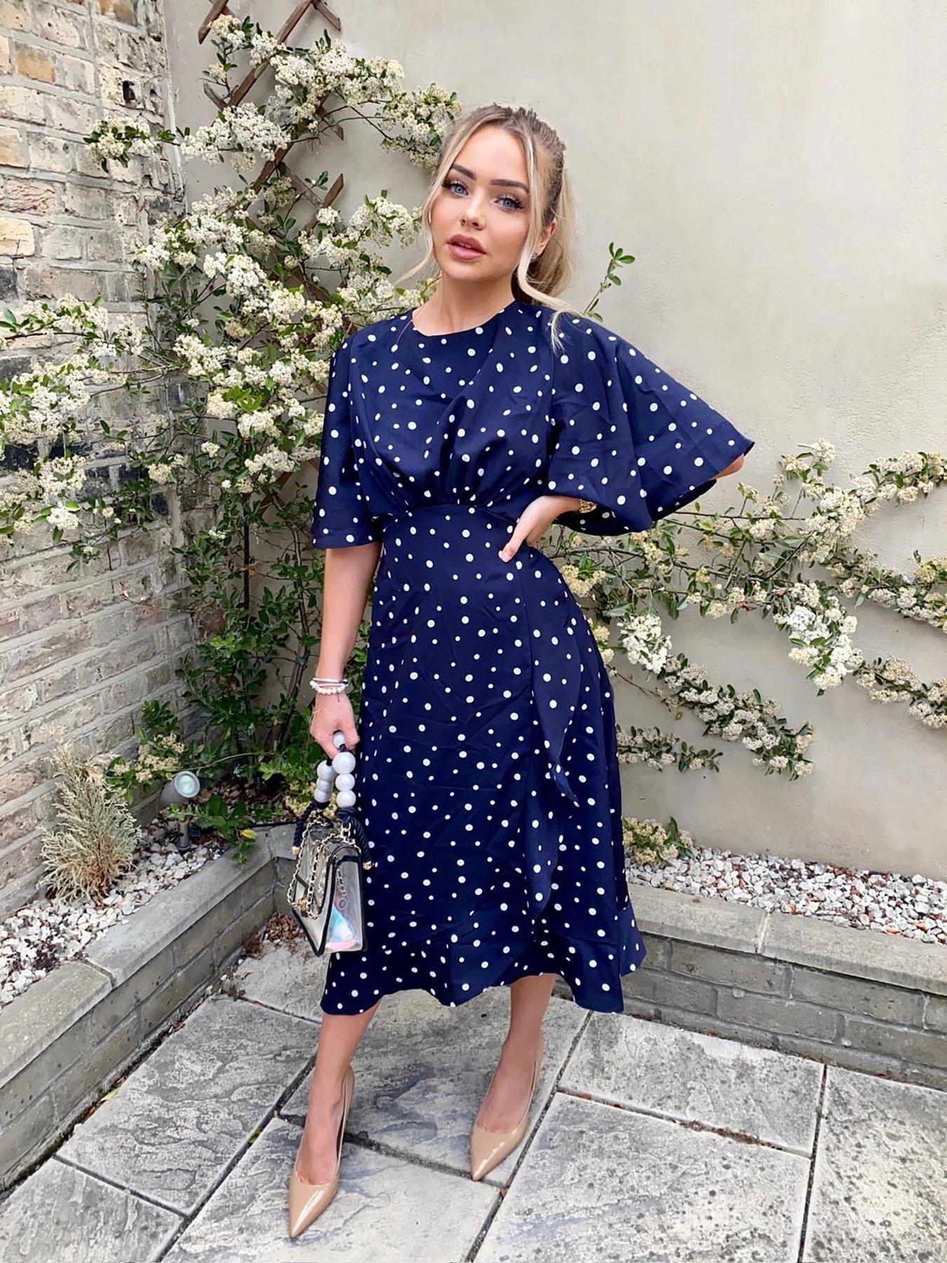 ax paris polka dot dress navy