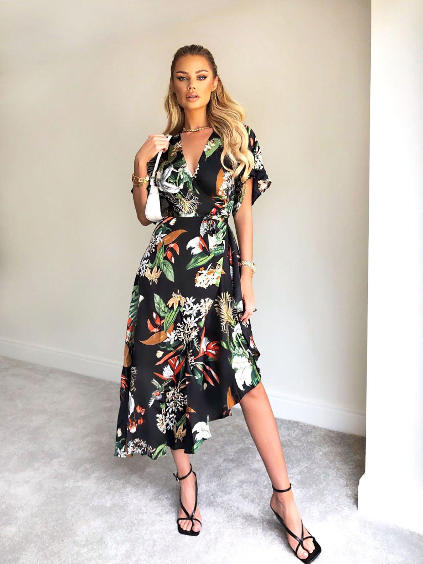 ax paris curve tropical wrap dress