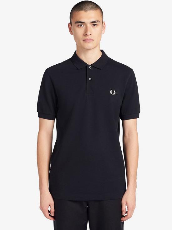 front image of fred-perry-plain-polo-shirt-navy