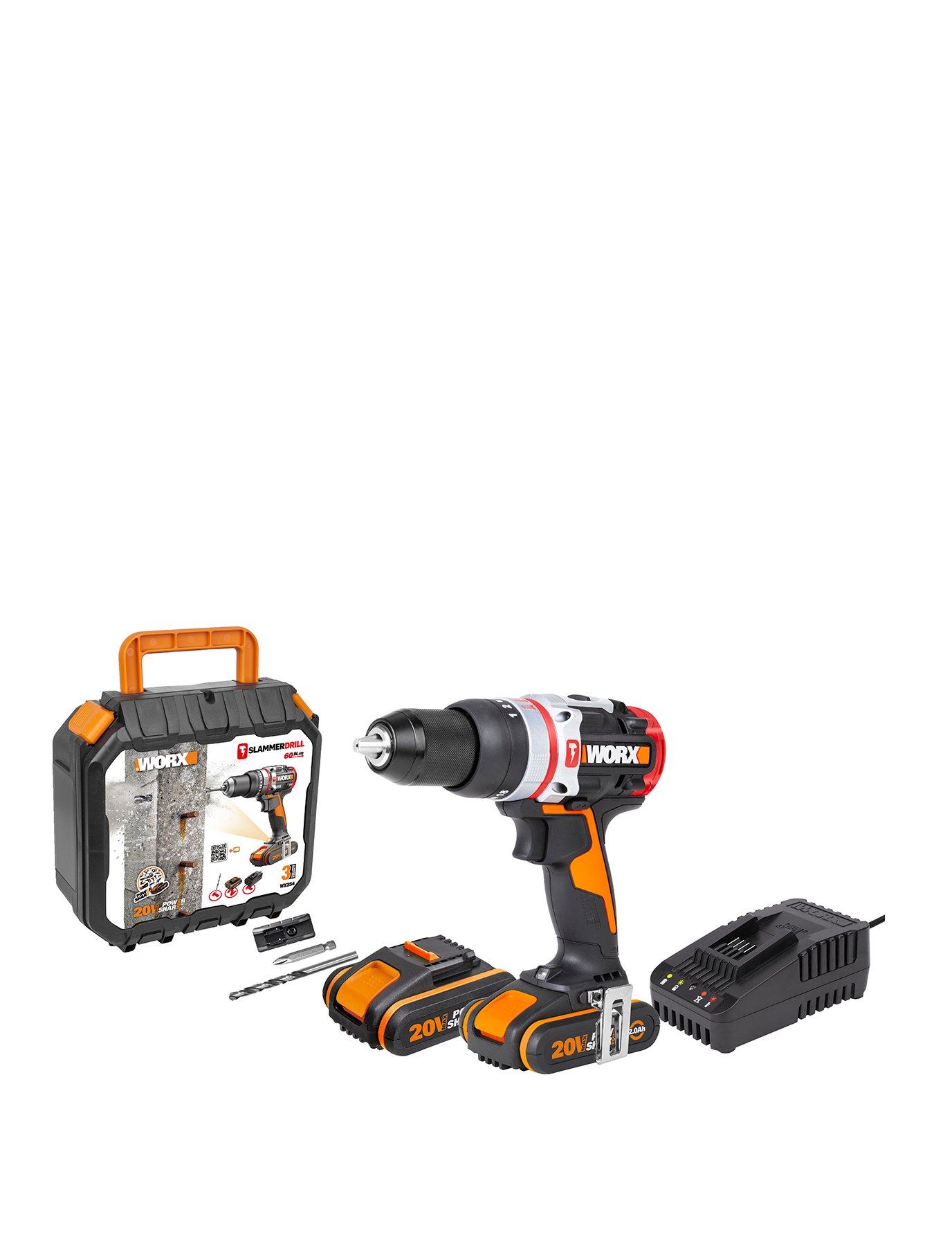 undefined 20V Cordless Brushless Slammer Hammer Drill with x2 2.0Ah Batteries  &  Charger