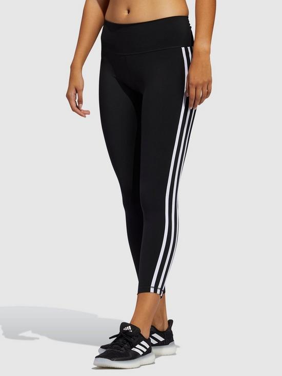 front image of adidas-believe-this-3-stripe-78-leggings-black