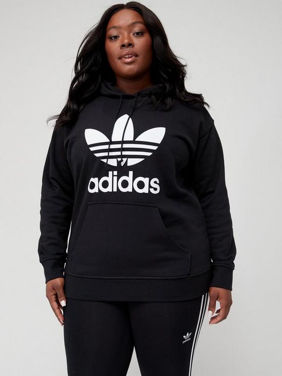 front image of adidas-originals-plusnbsptrefoil-hoodie-black