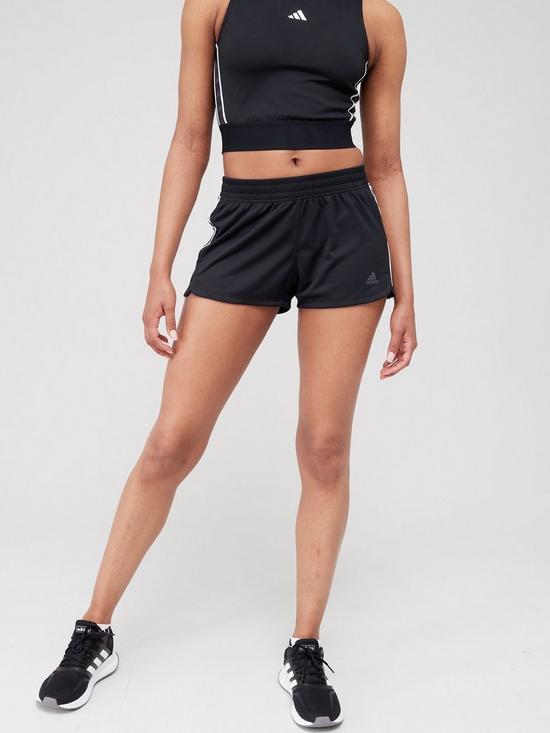 front image of adidas-heat-ready-pacer-3-stripe-knit-short-black