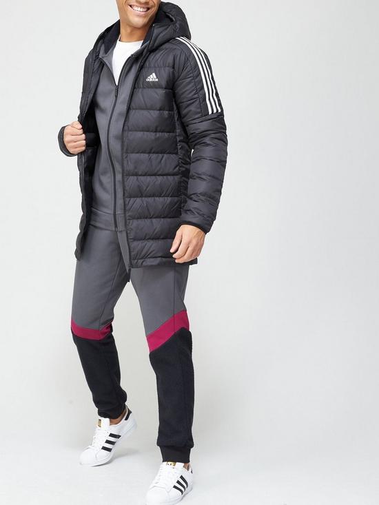 front image of adidas-sportswear-essentials-down-parka-black