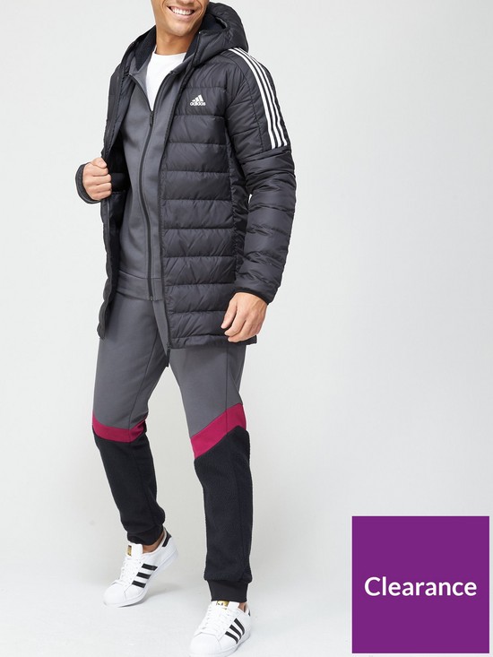 front image of adidas-essentials-down-parka-black