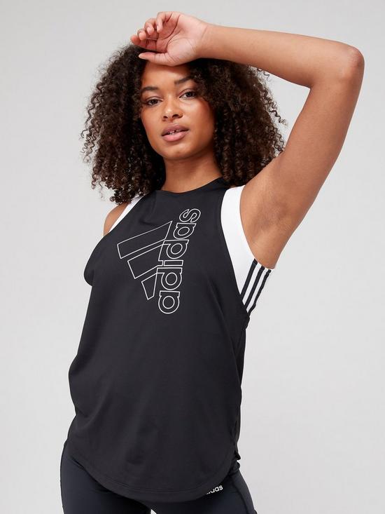 front image of adidas-tech-badge-of-sport-tank-black